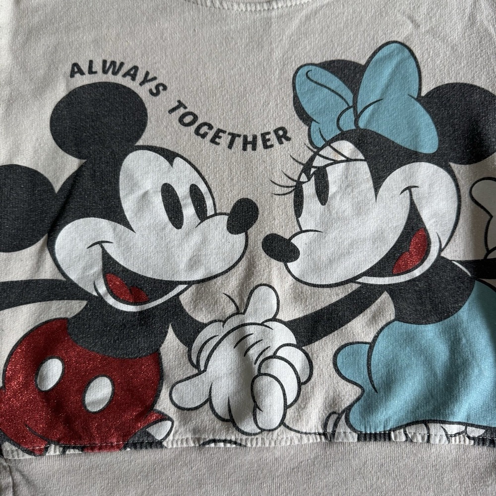 Disney Jr. Toddler 3T Sweatshirt Mickey Mouse Minnie Crew Neck Beige/Light Gray - Picture 2 of 6